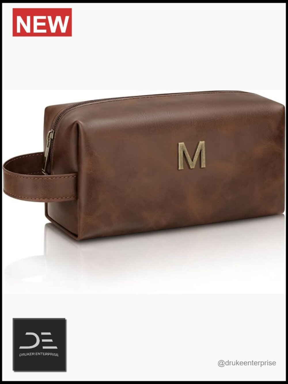 Personalized Initial PU Leather Travel Toiletry Bag for Men Waterproof Shaving